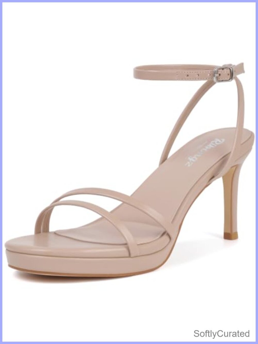 Kitten Heel Sandals with Ankle Strap, Faux Leather, Stiletto Heels for Wedding